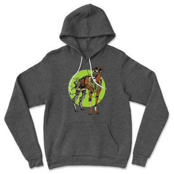 Cyber Greyhound Dog Hoodie in Dark Grey Heather color